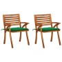 Garden dining chairs with cushions 2 pcs solid acacia wood by vidaXL, Garden chairs - Ref: Foro24-3060795, Price: 182,35 €, D...