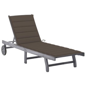 Garden lounger with solid gray acacia wood cushion by vidaXL, Loungers - Ref: Foro24-3061367, Price: 190,99 €, Discount: %