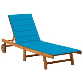 Garden lounger with solid acacia wood cushion by vidaXL, Loungers - Ref: Foro24-3061348, Price: 188,30 €, Discount: %