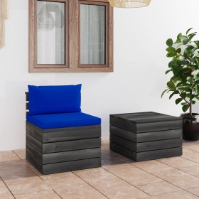 Garden furniture made of 2-piece pallets with pine wood cushions by vidaXL, Garden sets - Ref: Foro24-3061669, Price: 121,57 ...