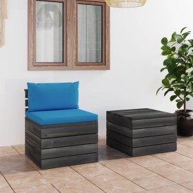 Pallet garden furniture 2 pieces with pine wood cushions by vidaXL, Garden sets - Ref: Foro24-3061663, Price: 124,75 €, Disco...