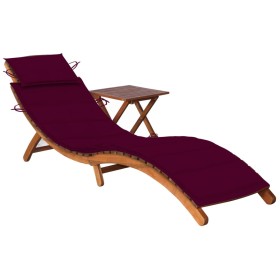 Garden lounger with table and cushion in solid acacia wood by vidaXL, Loungers - Ref: Foro24-3061596, Price: 190,99 €, Discou...