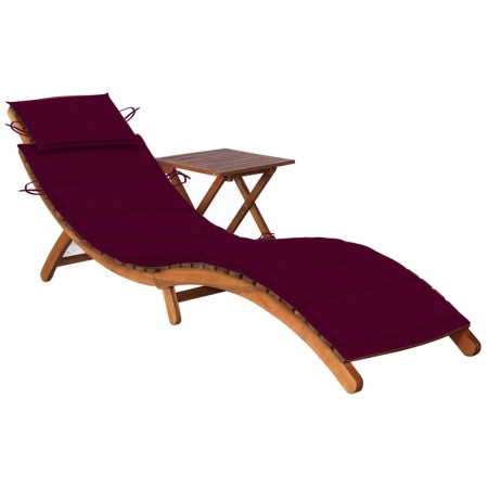 Garden lounger with table and cushion in solid acacia wood by vidaXL, Loungers - Ref: Foro24-3061596, Price: 190,14 €, Discou...