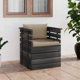 Garden armchair with pine wood cushions by vidaXL, Modular outdoor sofas - Ref: Foro24-3061722, Price: 93,73 €, Discount: %