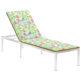 Lounger with solid acacia wood and stainless steel cushion by vidaXL, Loungers - Ref: Foro24-3061470, Price: 211,99 €, Discou...