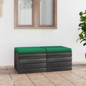 Gartenpalette Hocker 2 Stück Kissen massives Kiefernholz von vidaXL, Modulare Sofas für den Außenbereich - Ref: Foro24-306171...