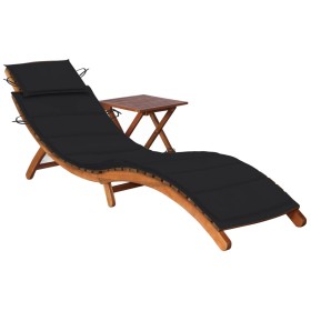 Garden lounger with table and cushion in solid acacia wood by vidaXL, Loungers - Ref: Foro24-3061594, Price: 190,38 €, Discou...