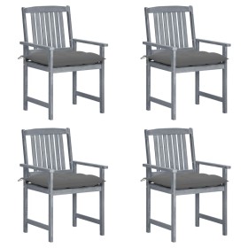 Garden chairs with cushions 4 pcs solid gray acacia wood by vidaXL, Garden chairs - Ref: Foro24-3061254, Price: 264,99 €, Dis...