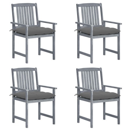 Garden chairs with cushions 4 pcs solid gray acacia wood by vidaXL, Garden chairs - Ref: Foro24-3061254, Price: 264,35 €, Dis...