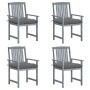 Garden chairs with cushions 4 pcs solid gray acacia wood by vidaXL, Garden chairs - Ref: Foro24-3061254, Price: 264,35 €, Dis...