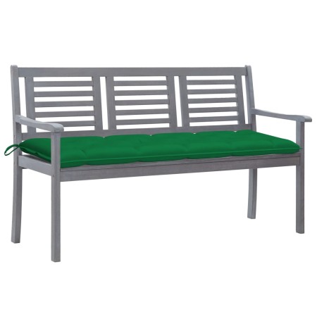 3-seater garden bench in gray eucalyptus wood and 150 cm cushion by vidaXL, garden benches - Ref: Foro24-3061070, Price: 209,...