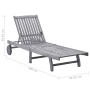 Garden lounger with solid gray acacia wood cushion by vidaXL, Loungers - Ref: Foro24-3061366, Price: 190,25 €, Discount: %