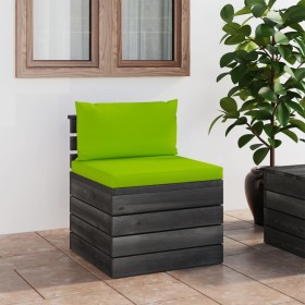 Zentrales Gartensofa aus Paletten mit Kissen aus Kiefernholz von vidaXL, Modulare Sofas für den Außenbereich - Ref: Foro24-30...