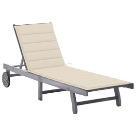 Garden lounger with solid gray acacia wood cushion by vidaXL, Loungers - Ref: Foro24-3061361, Price: 189,99 €, Discount: %