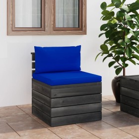 Central sofa made of garden pallets with pine wood cushions by vidaXL, Modular outdoor sofas - Ref: Foro24-3061693, Price: 11...