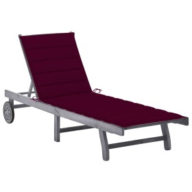 Garden lounger with solid gray acacia wood cushion by vidaXL, Loungers - Ref: Foro24-3061368, Price: 190,77 €, Discount: %