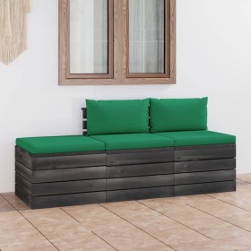 Pallet garden furniture 3 pieces with solid pine wood cushions by vidaXL, Garden sets - Ref: Foro24-3061760, Price: 209,21 €,...