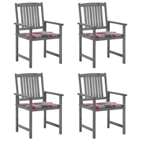 Garden chairs with cushions 4 pcs solid gray acacia wood by vidaXL, Garden chairs - Ref: Foro24-3061248, Price: 258,99 €, Dis...