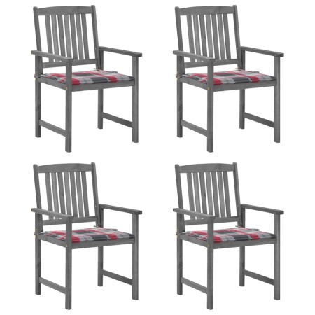 Garden chairs with cushions 4 pcs solid gray acacia wood by vidaXL, Garden chairs - Ref: Foro24-3061248, Price: 261,38 €, Dis...