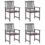 Garden chairs with cushions 4 pcs solid gray acacia wood by vidaXL, Garden chairs - Ref: Foro24-3061248, Price: 261,38 €, Dis...