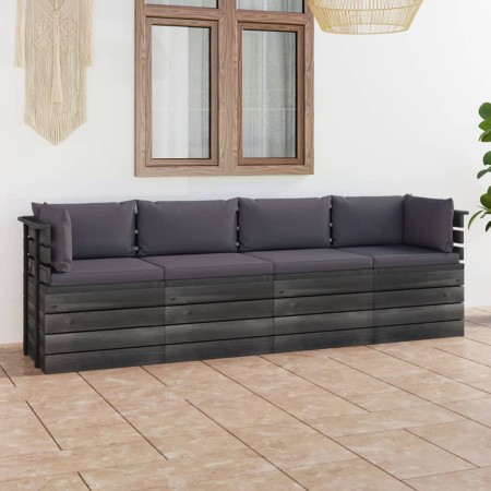 4-seater garden pallet sofa and solid pine wood cushions by vidaXL, Garden sets - Ref: Foro24-3061743, Price: 381,28 €, Disco...