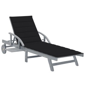 Garden lounger with solid acacia wood cushion by vidaXL, Loungers - Ref: Foro24-3061336, Price: 201,16 €, Discount: %