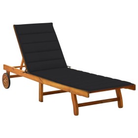 Garden lounger with solid acacia wood cushion by vidaXL, Loungers - Ref: Foro24-3061351, Price: 188,99 €, Discount: %