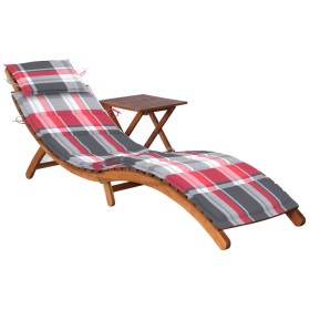 Garden lounger with table and cushion in solid acacia wood by vidaXL, Loungers - Ref: Foro24-3061600, Price: 177,99 €, Discou...