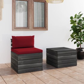 Pallet garden furniture 2 pieces with solid pine wood cushions by vidaXL, Garden sets - Ref: Foro24-3061668, Price: 117,99 €,...