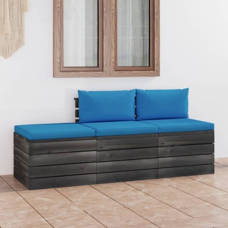 Garden furniture made of 3-piece pallets with solid pine wood cushions. by vidaXL, Garden sets - Ref: Foro24-3061759, Price: ...