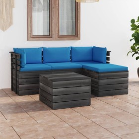 Garden pallet furniture 5 pieces cushions solid pine wood by vidaXL, Garden sets - Ref: Foro24-3061807, Price: 422,99 €, Disc...