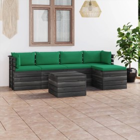 Garden pallet furniture 6 pieces cushions solid pine wood by vidaXL, Garden sets - Ref: Foro24-3061868, Price: 437,99 €, Disc...