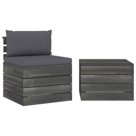 Pallet garden furniture 2 pieces with pine wood cushions by vidaXL, Garden sets - Ref: Foro24-3061659, Price: 128,43 €, Disco...