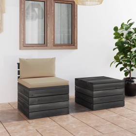 Garden furniture made of 2-piece pallets with solid pine wood cushions. by vidaXL, Garden sets - Ref: Foro24-3061662, Price: ...