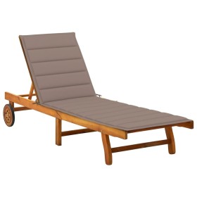 Garden sun lounger with solid acacia wood cushion. by vidaXL, Loungers - Ref: Foro24-3061352, Price: 188,30 €, Discount: %