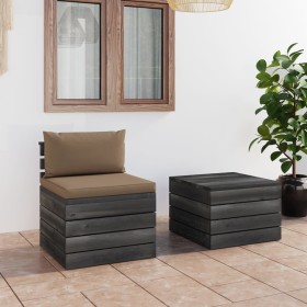 Pallet garden furniture 2 pieces with pine wood cushions by vidaXL, Garden sets - Ref: Foro24-3061667, Price: 130,45 €, Disco...