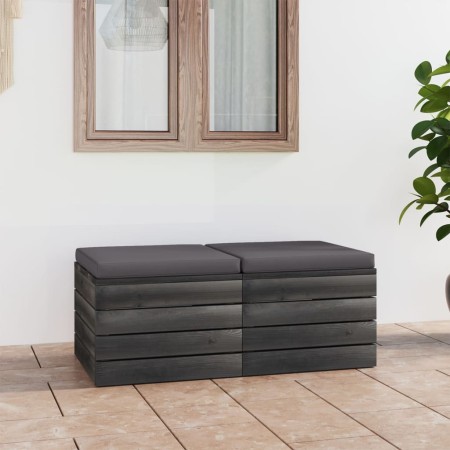 Garten-Palettenhocker, 2 Stück Kissen aus massivem Kiefernholz von vidaXL, Modulare Sofas für den Außenbereich - Ref: Foro24-...