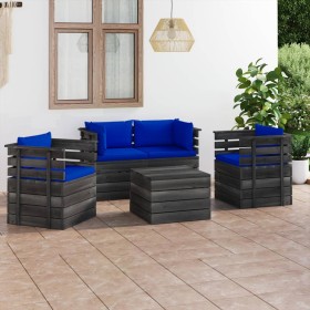 Garden pallet furniture 5 pieces cushions solid pine wood by vidaXL, Garden sets - Ref: Foro24-3061825, Price: 489,25 €, Disc...