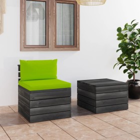 Pallet garden furniture 2 pieces with solid pine wood cushions by vidaXL, Garden sets - Ref: Foro24-3061670, Price: 117,99 €,...