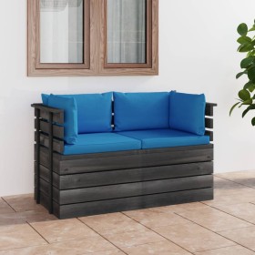 2-Sitzer-Gartensofa aus Paletten und Kissen aus massivem Kiefernholz von vidaXL, Gartensets - Ref: Foro24-3061735, Preis: 207...