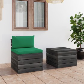 Pallet garden furniture 2 pieces with solid pine wood cushions by vidaXL, Garden sets - Ref: Foro24-3061664, Price: 121,47 €,...