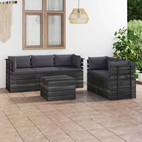 Garden pallet furniture 6 pieces cushions solid pine wood by vidaXL, Garden sets - Ref: Foro24-3061887, Price: 592,45 €, Disc...