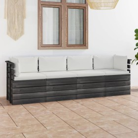 4-seater garden pallet sofa and solid pine wood cushions by vidaXL, Garden sets - Ref: Foro24-3061745, Price: 467,99 €, Disco...