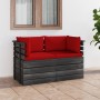 2-Sitzer-Gartensofa aus Paletten und Kissen aus massivem Kiefernholz von vidaXL, Gartensets - Ref: Foro24-3061737, Preis: 207...