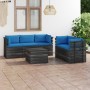 Garden pallet furniture 6 pieces cushions solid pine wood by vidaXL, Garden sets - Ref: Foro24-3061891, Price: 618,23 €, Disc...