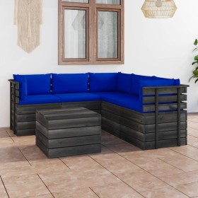 Garden pallet furniture 6 pieces cushions solid pine wood by vidaXL, Garden sets - Ref: Foro24-3061909, Price: 554,99 €, Disc...