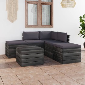 Pallet garden furniture 6 pieces with solid pine wood cushions by vidaXL, Garden sets - Ref: Foro24-3061839, Price: 451,99 €,...