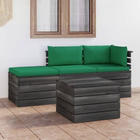 Pallet garden furniture 4 pieces with solid pine wood cushions by vidaXL, Garden sets - Ref: Foro24-3061784, Price: 297,99 €,...