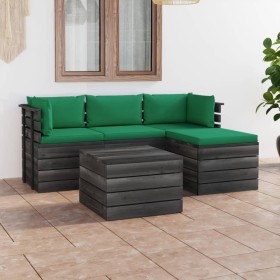 Garden pallet furniture 5 pieces cushions solid pine wood by vidaXL, Garden sets - Ref: Foro24-3061808, Price: 395,99 €, Disc...