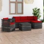 Garden pallet furniture 6 pieces cushions solid pine wood by vidaXL, Garden sets - Ref: Foro24-3061857, Price: 507,27 €, Disc...